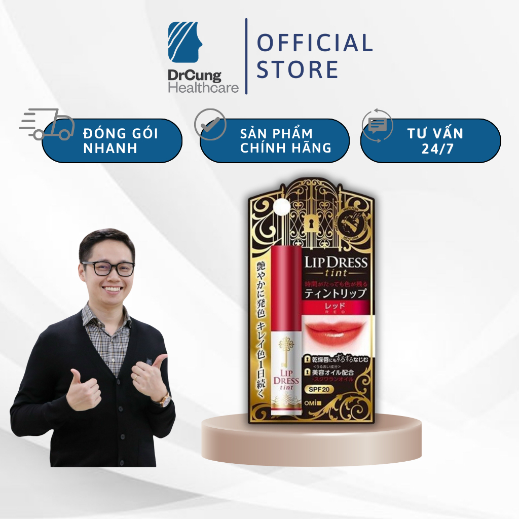 Bác Sĩ Cung Son Dưỡng Môi Siêu Lì Chống Nắng Màu Đỏ OMI LIP DRESS TINT - Bảo Vệ Môi, Làm Mềm Da (Tuýp 2G) [Chính Hãng]