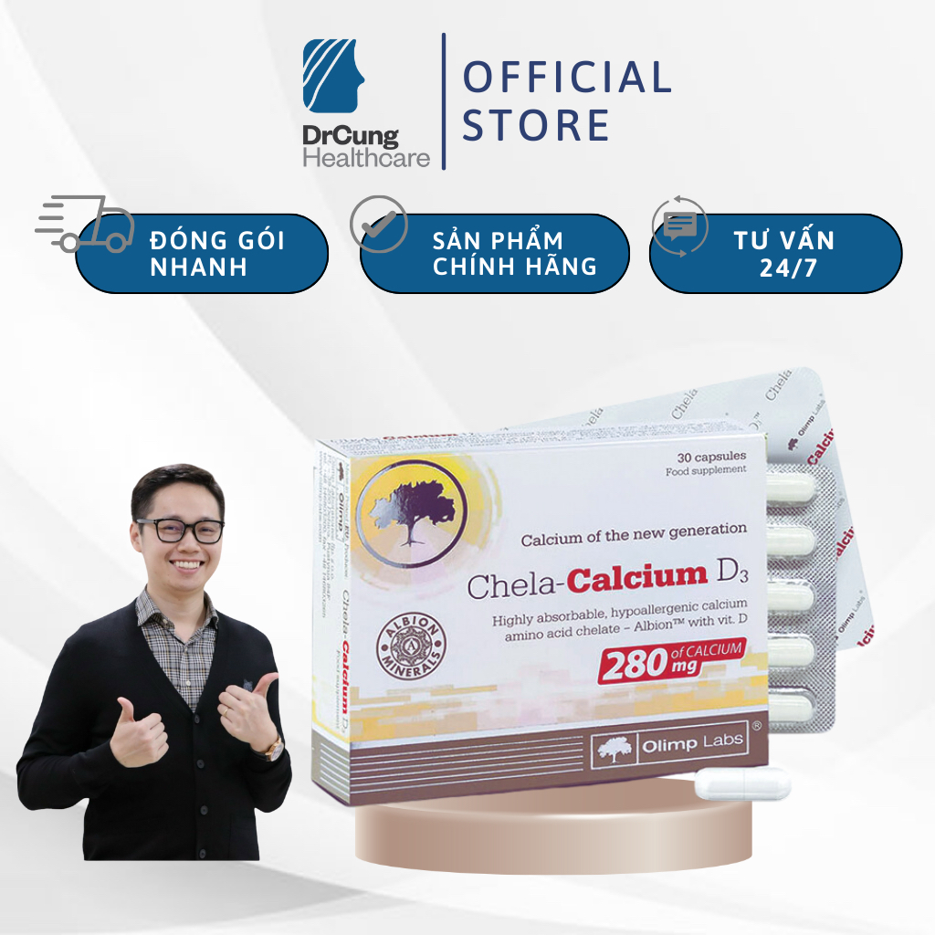 Bác Sĩ Cung Canxi Chela-Calcium D3 - Bổ Sung Canxi Bầu, Vitamin D3, Giúp Xương Chắc Khỏe (Hộp 30 Viên) [Ba Lan]