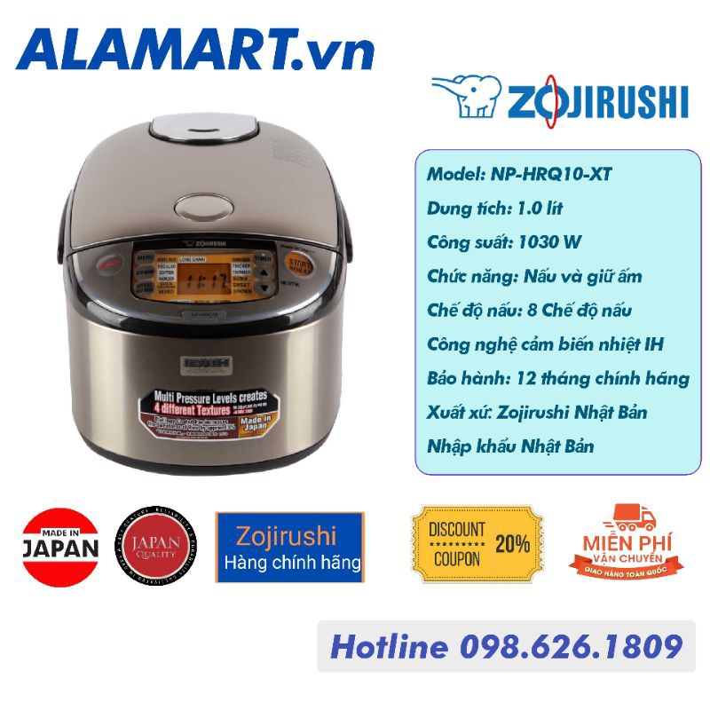 Nồi cơm điện áp suất cao tần Zojirushi NP-HRQ10-XT 1L made in Japan