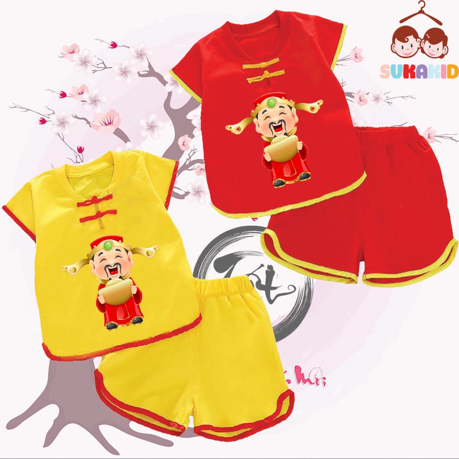Bộ quần áo tết nút tàu cho bé từ 6kg-29kg.NT07.
