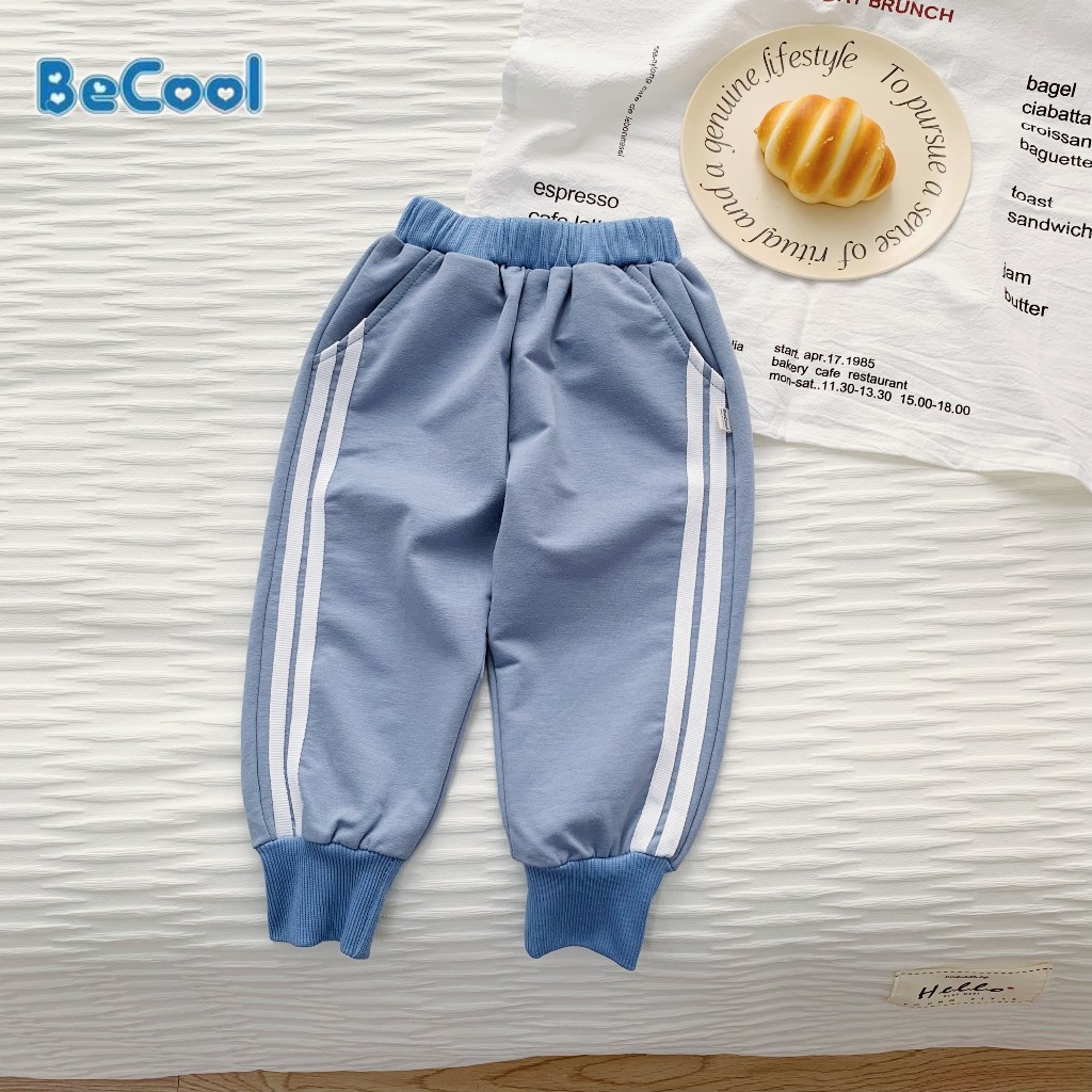 Quần dài bé trai, Quần nỉ da cá 2 sọc cho bé MINKY BABY