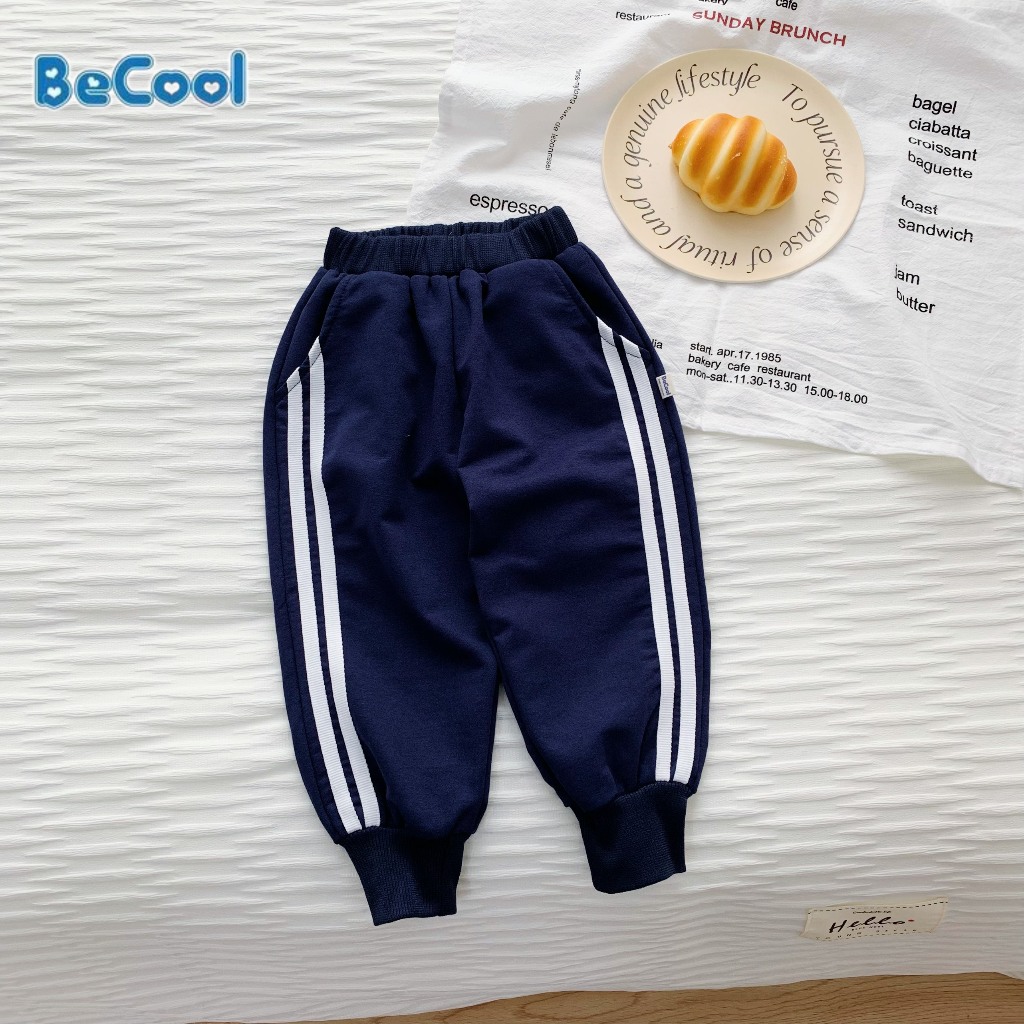 Quần dài bé trai, Quần nỉ da cá 2 sọc cho bé MINKY BABY