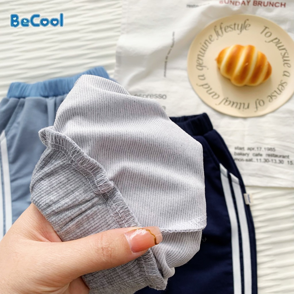 Quần dài bé trai, Quần nỉ da cá 2 sọc cho bé MINKY BABY