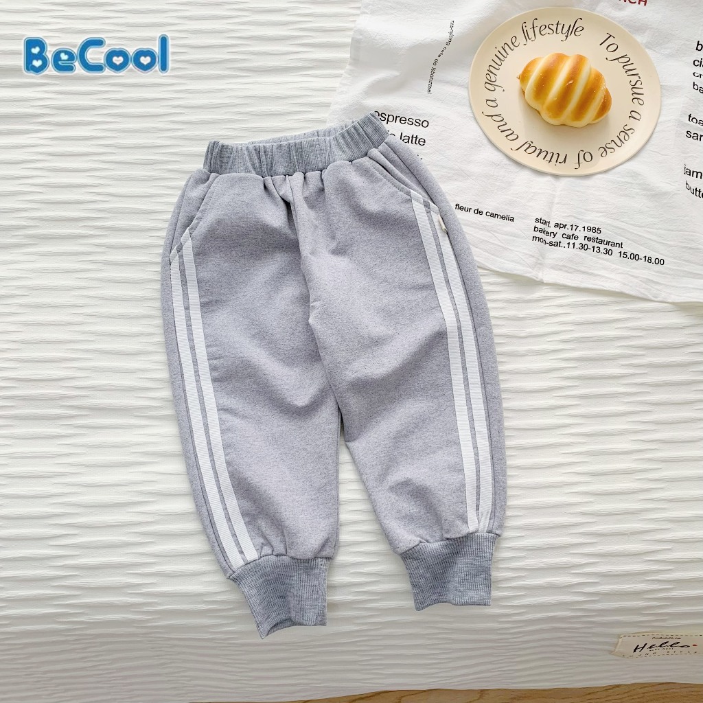 Quần dài bé trai, Quần nỉ da cá 2 sọc cho bé MINKY BABY