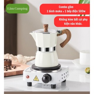 Combo bộ Bếp điện 500W + bình pha cà phê moka 150ml ( chứa tối đa 20gr cf/lần pha)