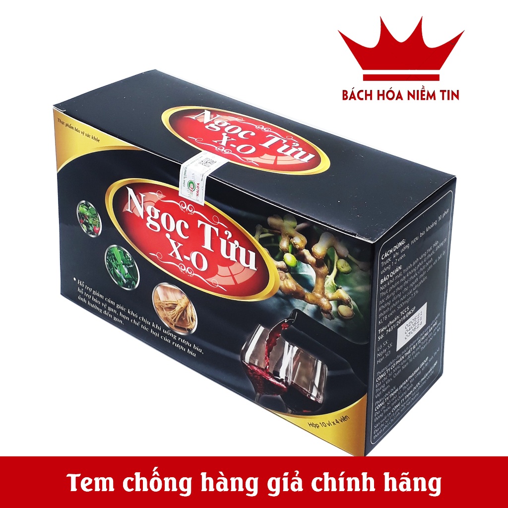 Viên uống chống say Ngọc Tửu XO - Hộp 40 viên- Hỗ trợ giảm cảm giác khó chịu khi uống say, bảo vệ gan hiệu quả