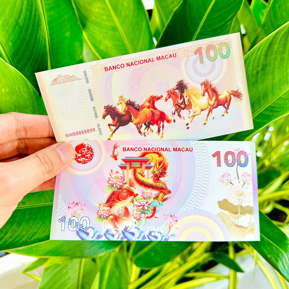 Tiền Mã Đáo Thành Công Macao Lưu Niệm Hình Con Ngựa và Cá Chép Vượt Vũ Môn Lì Xì Tết Ý Nghĩa