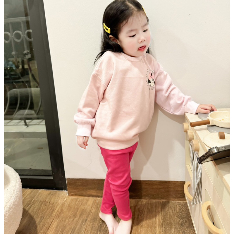 ✨MALINHKID✨BN093- Bộ nỉ bông MÈO HỒNg mix legging đậm trẻ em VNXK
