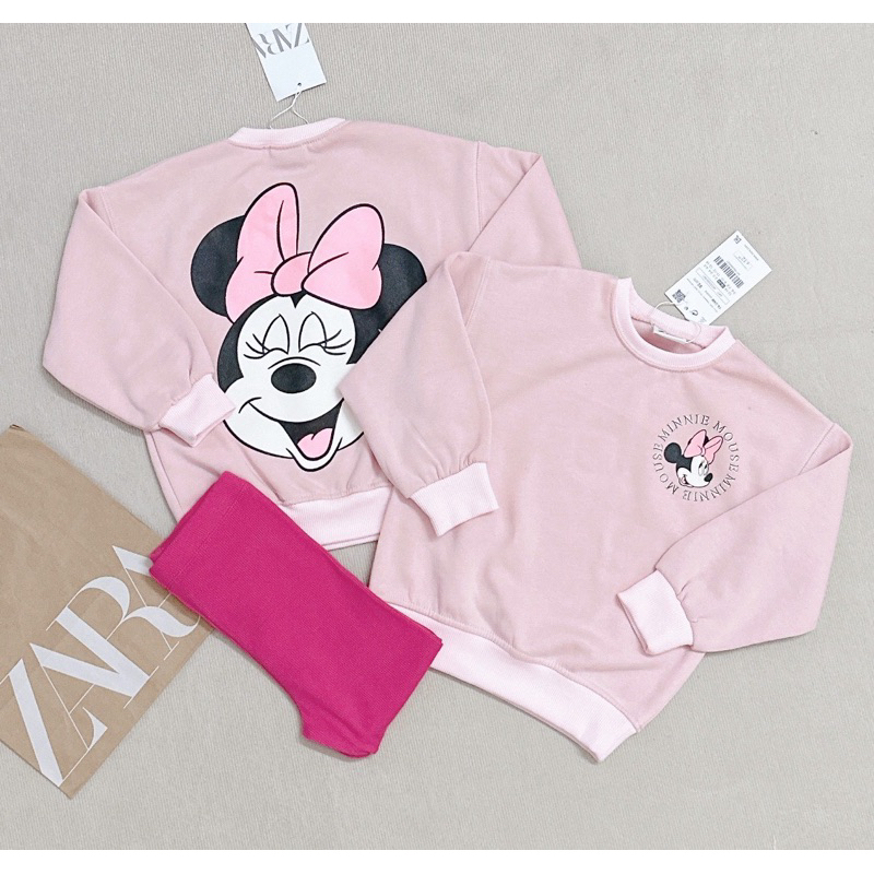 ✨MALINHKID✨BN093- Bộ nỉ bông MÈO HỒNg mix legging đậm trẻ em VNXK