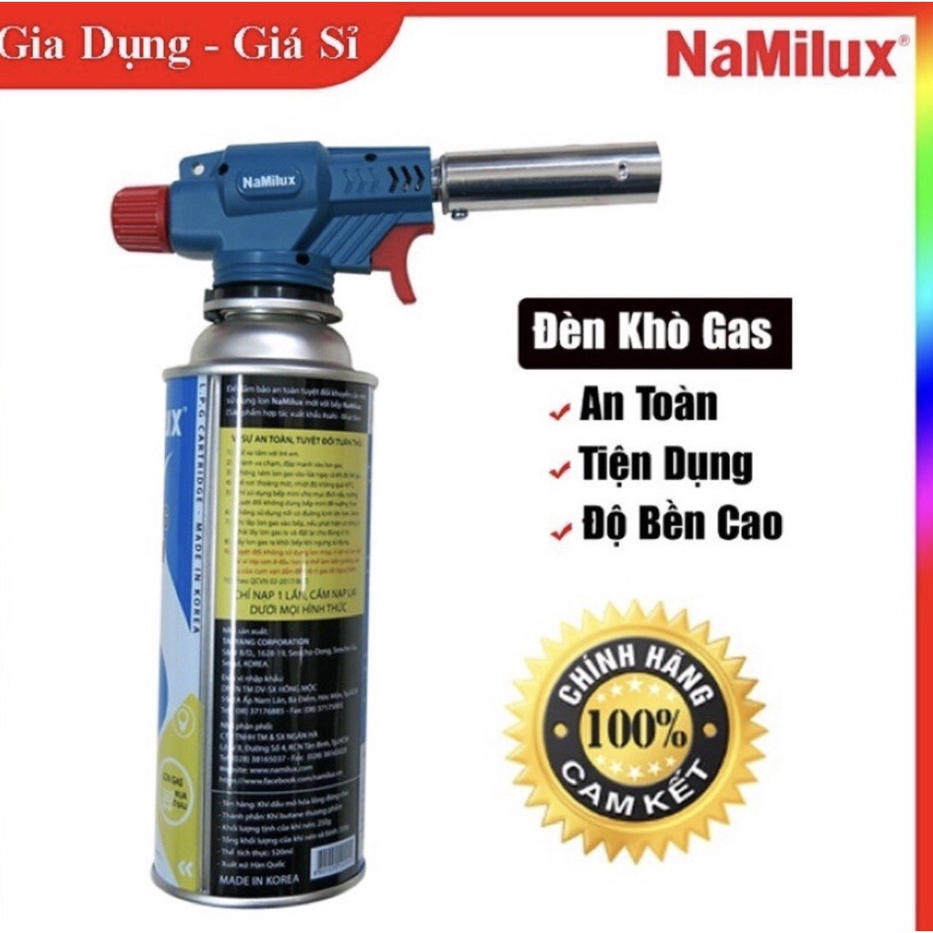 Khò Gas NaMilux - Sử Dụng Cho Bình Gas Mini - Đèn Khò Ga Có Mồi Lửa