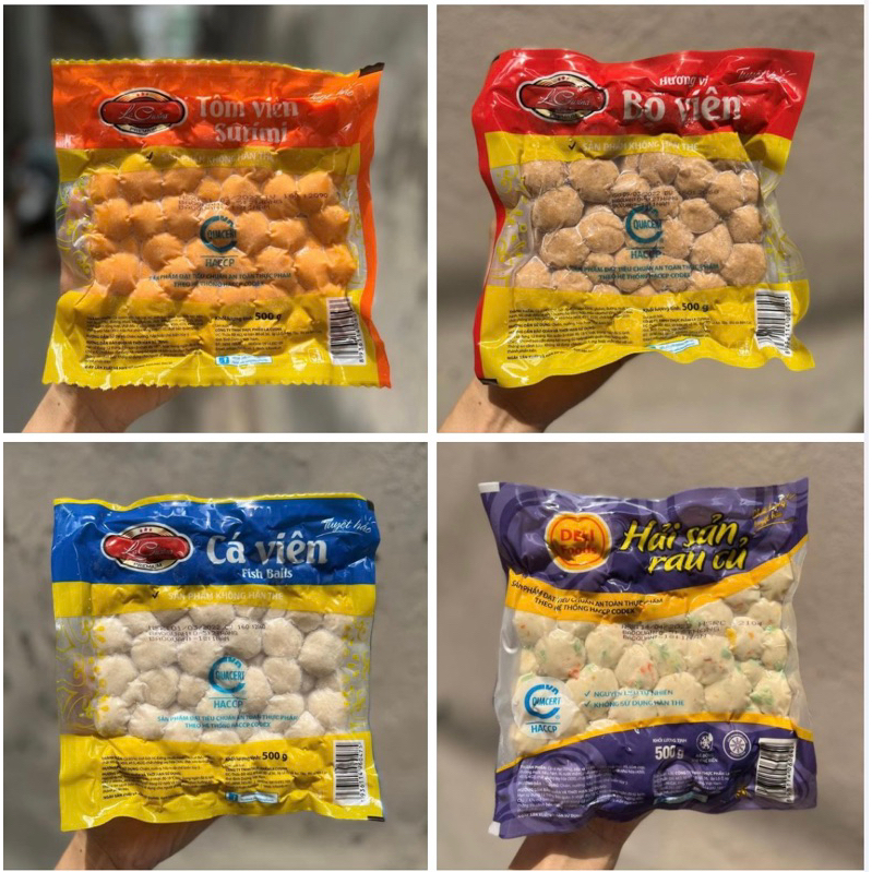 Cá Viên, Tôm Viên,Bò Viên, Rau Củ Viên 500g gói 80 viên to loại ngon ( Ship Đà Nẵng )