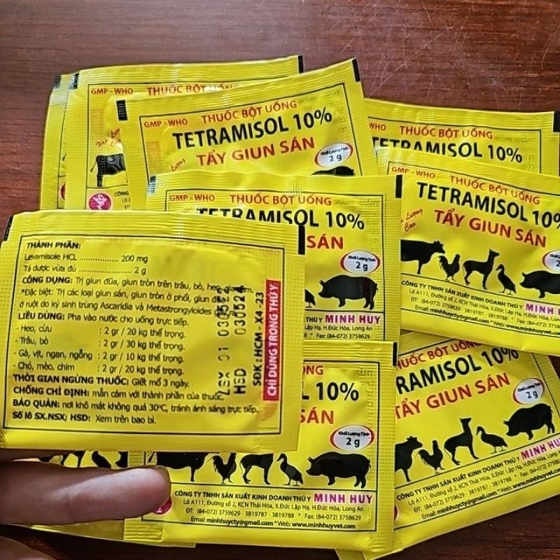 Tẩy giun TETRAMISOL 10% - tẩy giun sán cho gia súc, gia cầm