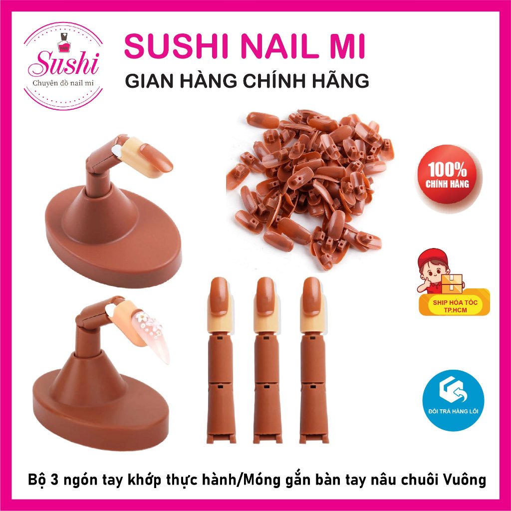 Móng gắn bàn tay khớp, bộ 3 ngón tay thực hành - Sushi nail mi