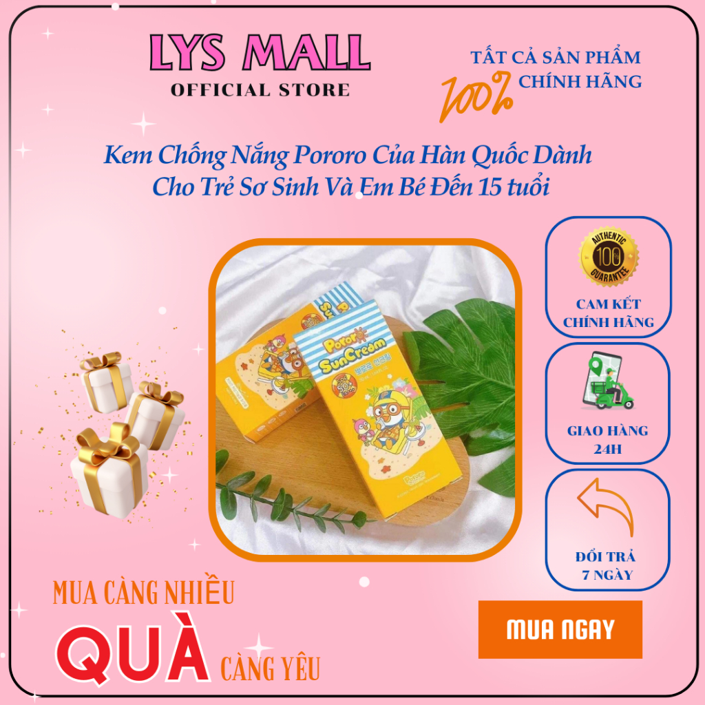 Kem Chống Nắng Pororo Của Hàn Quốc Dành Cho Trẻ Sơ Sinh Và Em Bé Đến 15 tuổi