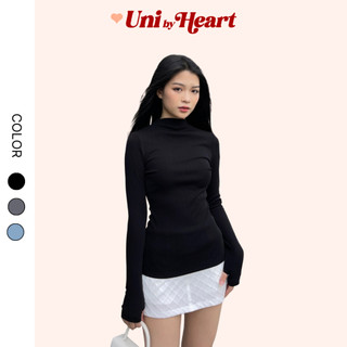 Áo thun gân dài tay cao cổ Vanie Top AGN03, kiểu dáng ôm body, thiết kế basic dễ phối đồ - Uni By Heart