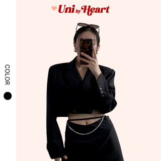 Áo blazer croptop nữ Kaylar Blazer màu đen dáng ngắn, chất liệu dày dặn - Uni By Heart