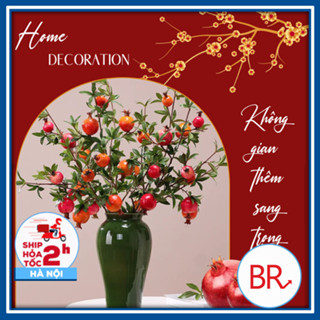 Sỉ Cành lựu đỏ giả size to 80cm 6 quả cao cấp loại 1 trang trí Tết tài lộc - Cành hoa giả, đào đông decor nhà cửa 02100