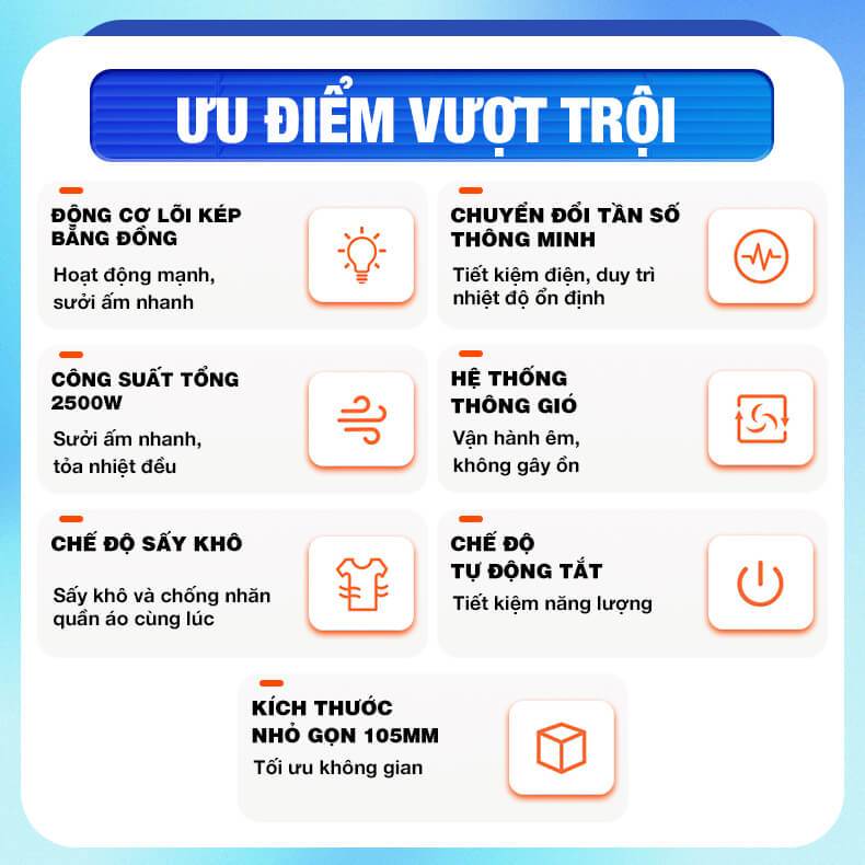 Quạt sưởi âm trần nhà tắm KAW - 4IN1dèn sáng, sưởi ấm, hút ẩm, quạt mát - Tích hợp 4 mùa