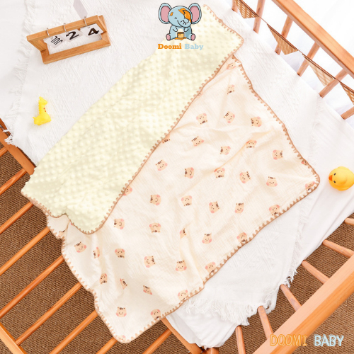 Chăn Muslin Hạt Đậu Mùa Hè Mềm Mịn Ấm Áp Kích Thước 1mx1m1 Doomi Baby - HT658