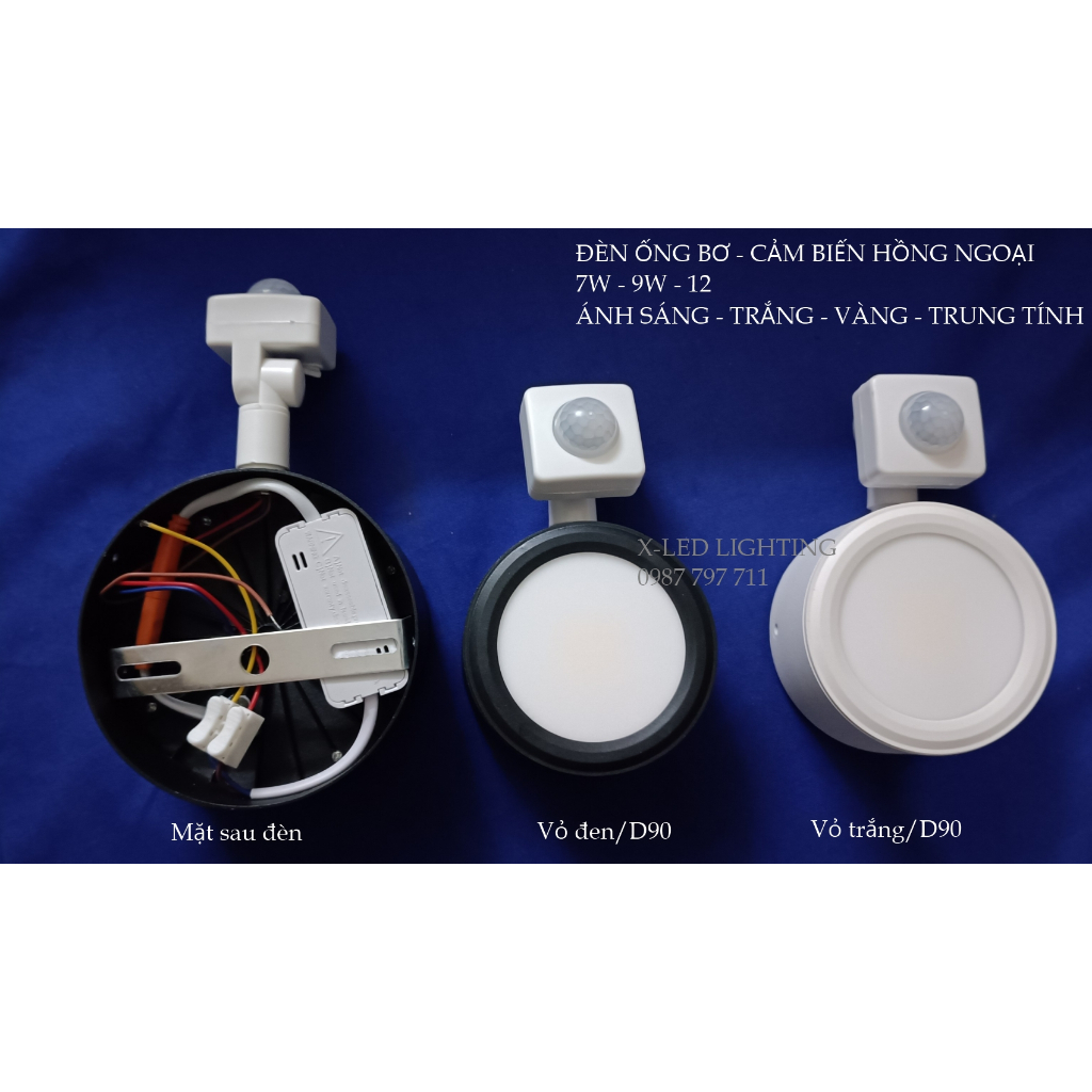 Đèn cảm biến hồng ngoại, đèn cảm ứng thông minh - bơ tròn - 7w, 9w,12w