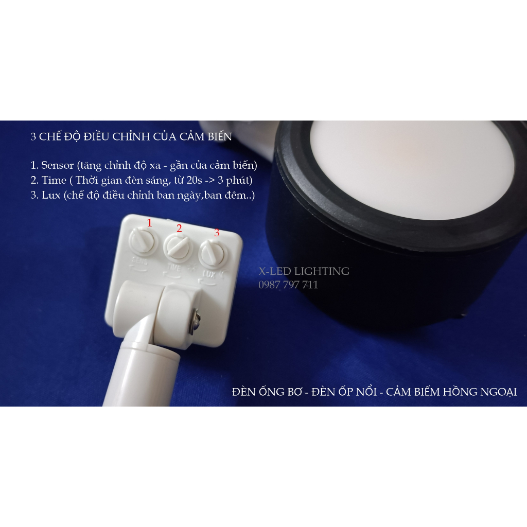 Đèn cảm biến hồng ngoại, đèn cảm ứng thông minh - bơ tròn - 7w, 9w,12w