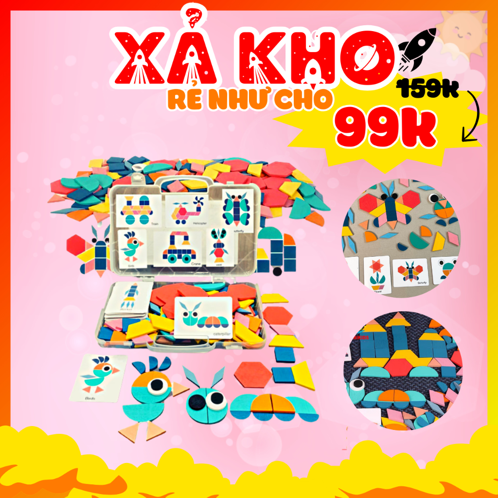 Đồ Chơi Xếp Hình 180 Miếng Ghép Sáng Tạo Tangram Xếp Hình Nhiều Hình Dạng Phát Triển Tư Duy Cho Bé