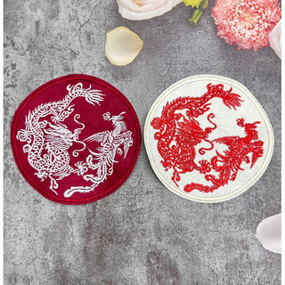 tròn thêu rồng phượng gắn áo dài ủi nhiệt sticker logo patch