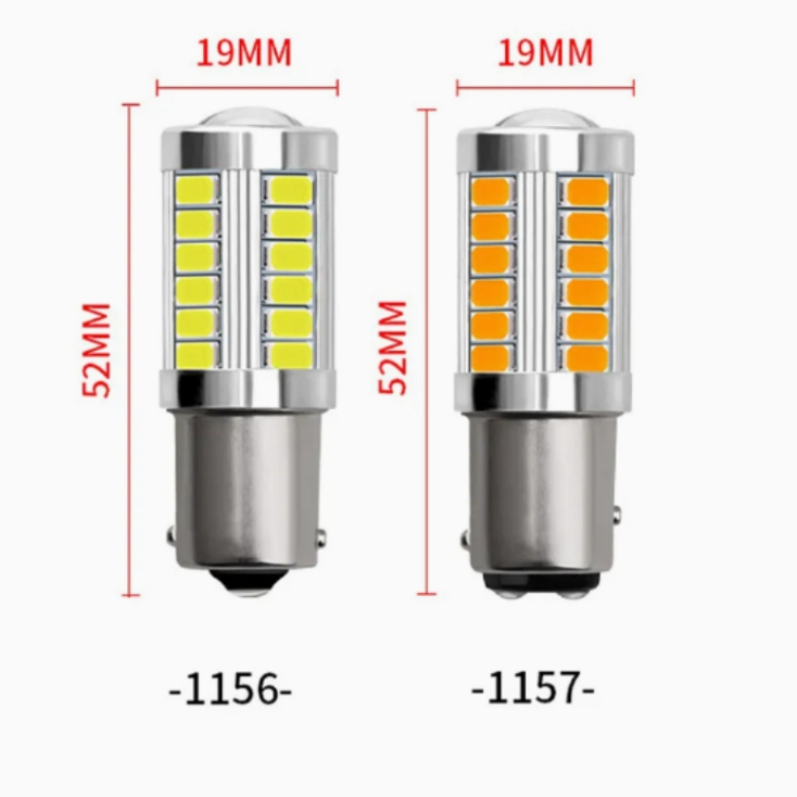 Bóng đèn LED 1157 2 chân Chip 5630 Dạng Cầu Lồi Siêu Sáng Với 33 SMD Cho Đèn Hậu, Đèn Lùi, Xi Nhan, Báo Rẽ Ô Tô, Xe Máy