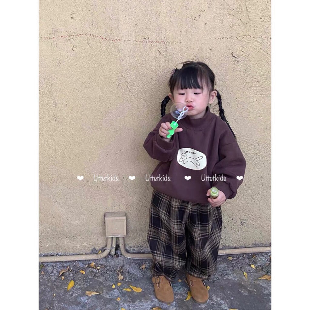 ÁO SWEATER  LETS GO PHONG CÁCH HÀN QUỐC CHO BÉ GÁI VÀ BÉ TRAI RẤT ĐẸP 2348