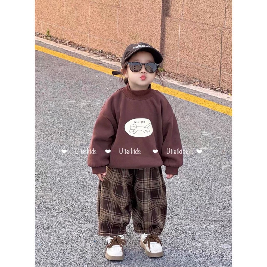 ÁO SWEATER  LETS GO PHONG CÁCH HÀN QUỐC CHO BÉ GÁI VÀ BÉ TRAI RẤT ĐẸP 2348