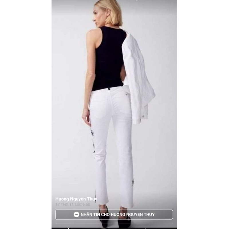 👖quần jean trắng thêu  #whitehouseblackmarket 😍