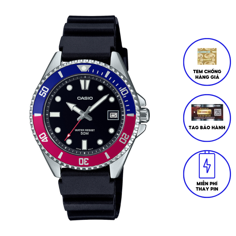 Đồng Hồ Nam Dây Nhựa Chính Hãng Casio MDV-10-1A2