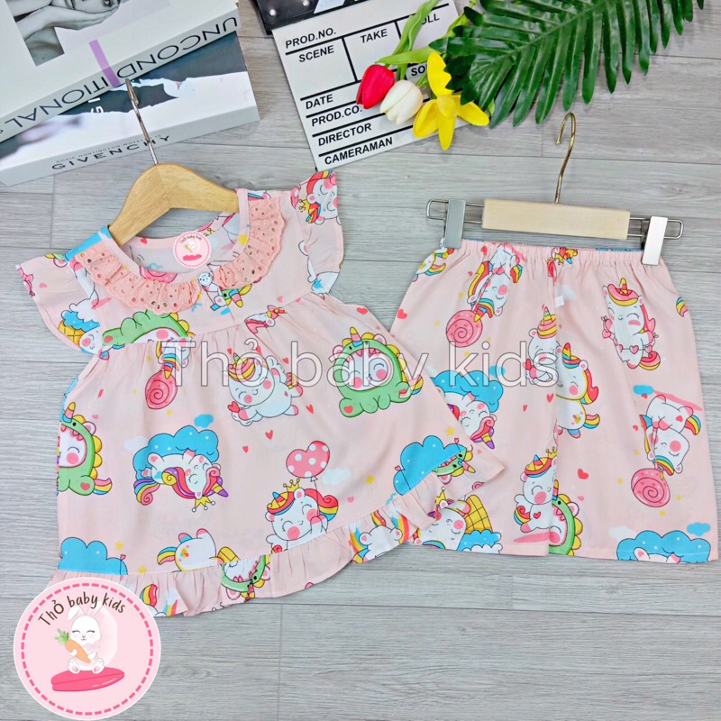 Đồ bộ tole/lanh bé gái, bộ lanh tay ngắn mặc nhà bé gái shop thỏ baby kids