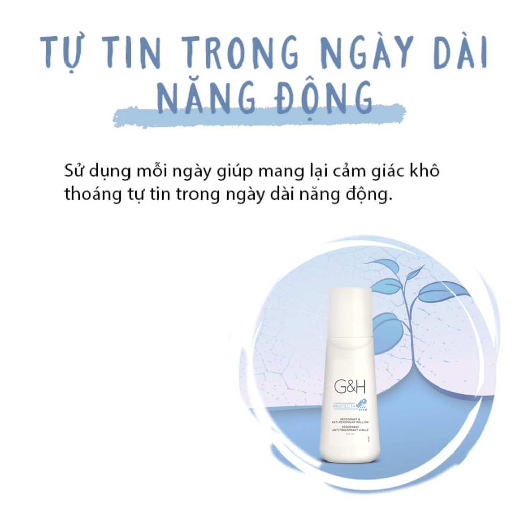 Lăn khử mùi và giảm tiết mồ hôi cơ thể G..&..H Protect+ 100ml