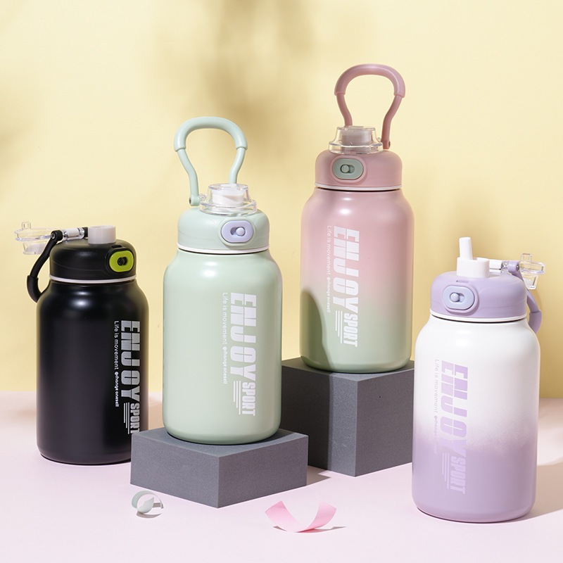 Bình giữ nhiệt Sport 800ml inox 304 (Khắc Tên),Bình nước thể thao có ống hút,quai xách giữ nhiệt 10h - 12h