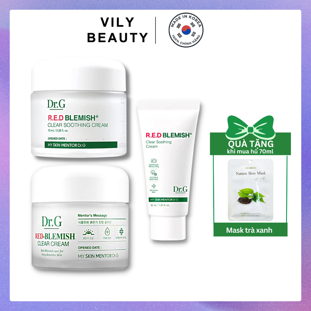Kem dưỡng Dr.G phục hồi giảm đỏ da R.E.D Blemish Clear Soothing Cream 70ml