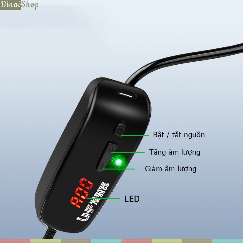 XXD-4L - Bộ 4 Micro Cài Tai Không Dây UHF Cho Loa Trợ Giảng, Amply, Thiết Bị Thu Phát, Phạm Vi Thu 50m