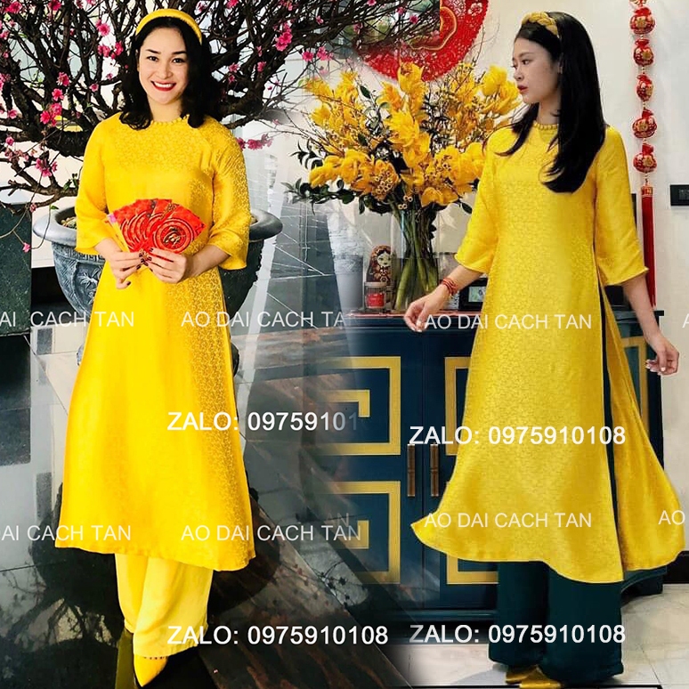 Áo dài Gấm thiết kế dáng suông tay lỡ, áo dài cách tân nữ cho các nàng thơ mặc đám cưới hỏi sự kiện lễ tết 2024 đẹp