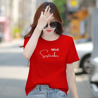 Áo phông nữ dáng rộng NA03 in chữ Hello September chất liệu thun cotton Loza RT6658