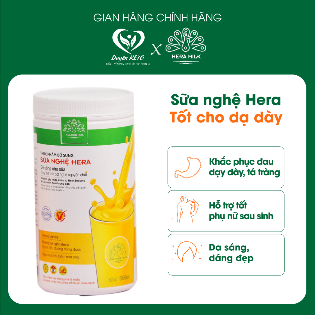 1 Hộp Sữa Nghệ Hera 500gr- Hỗ Trợ Hết Đau Dạ Dày, Tá Tràng, Tốt Cho Phụ Nữ Sau Sinh