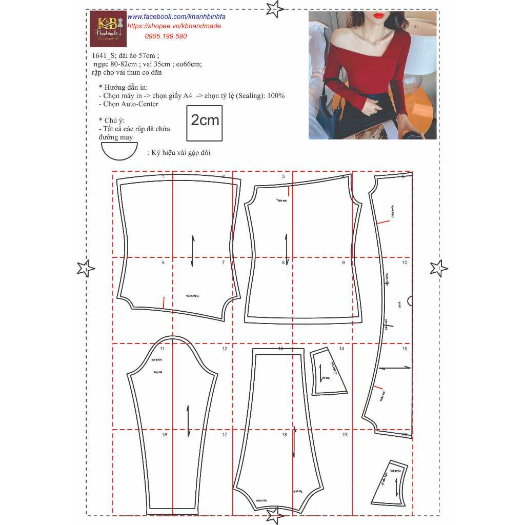 Rập giấy A0 mã 1641 - Rập áo thun lệch vai