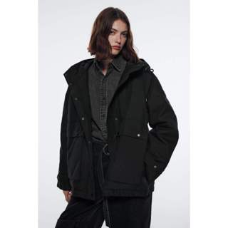 [MIỄN SHIP] áo parka zara màu đen vải ngoài chống thấm nước tốt