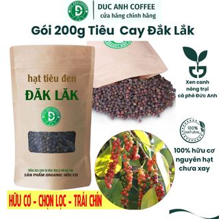 Gói 200g tiêu hạt D Đắc Lắc cay, thơm, trồng hữu cơ xen canh nông trại cà phê Đức Anh