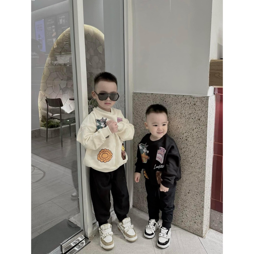 Áo nỉ cổ tròn cho bé hình LV smoking, áo nỉ sweater thu đông cho bé,TP KIDS,[M427]