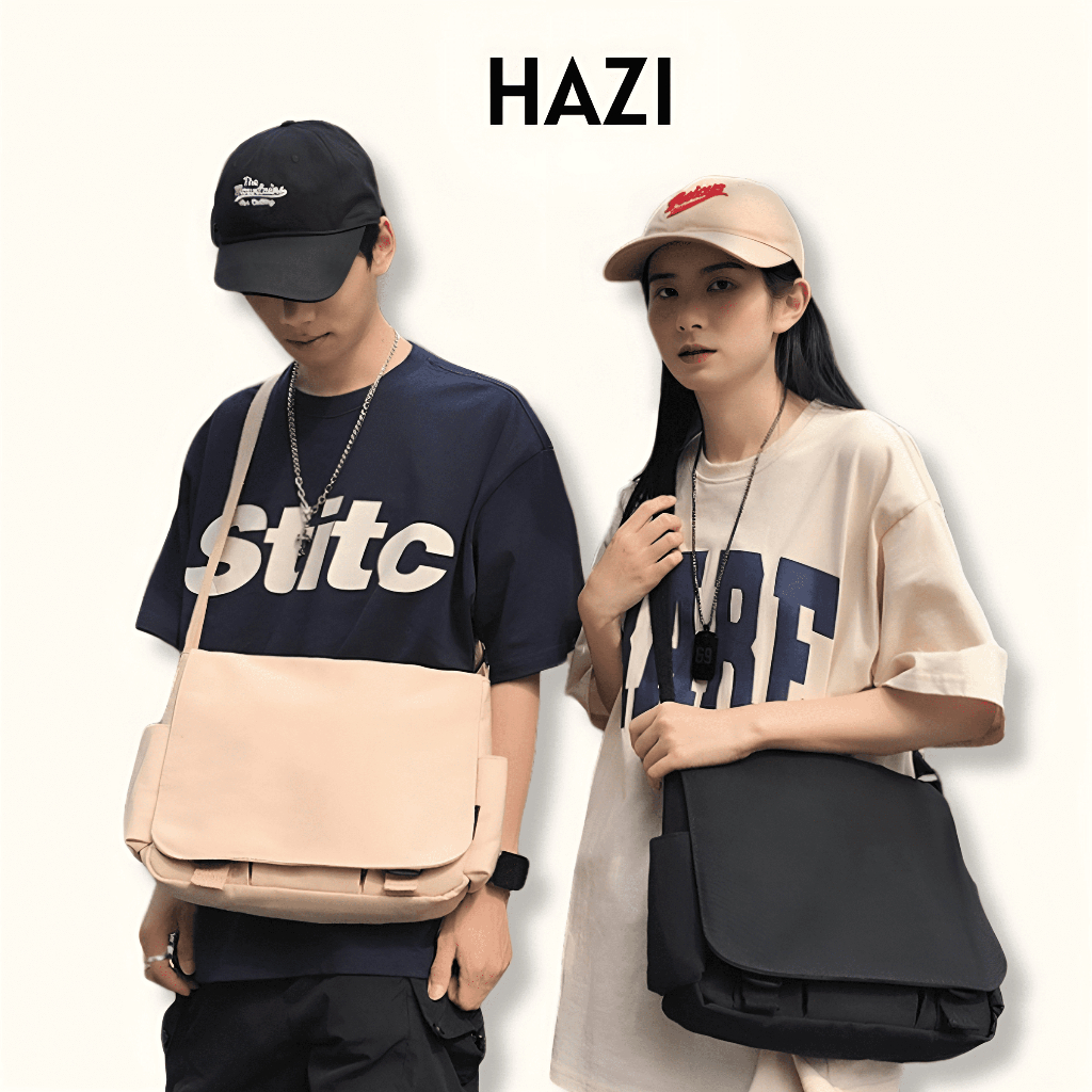 Túi đeo chéo vải canvas trơn nam nữ đi học thời trang cá tính, cặp đeo chéo túi xách đeo vai Unisex đi làm đi chơi
