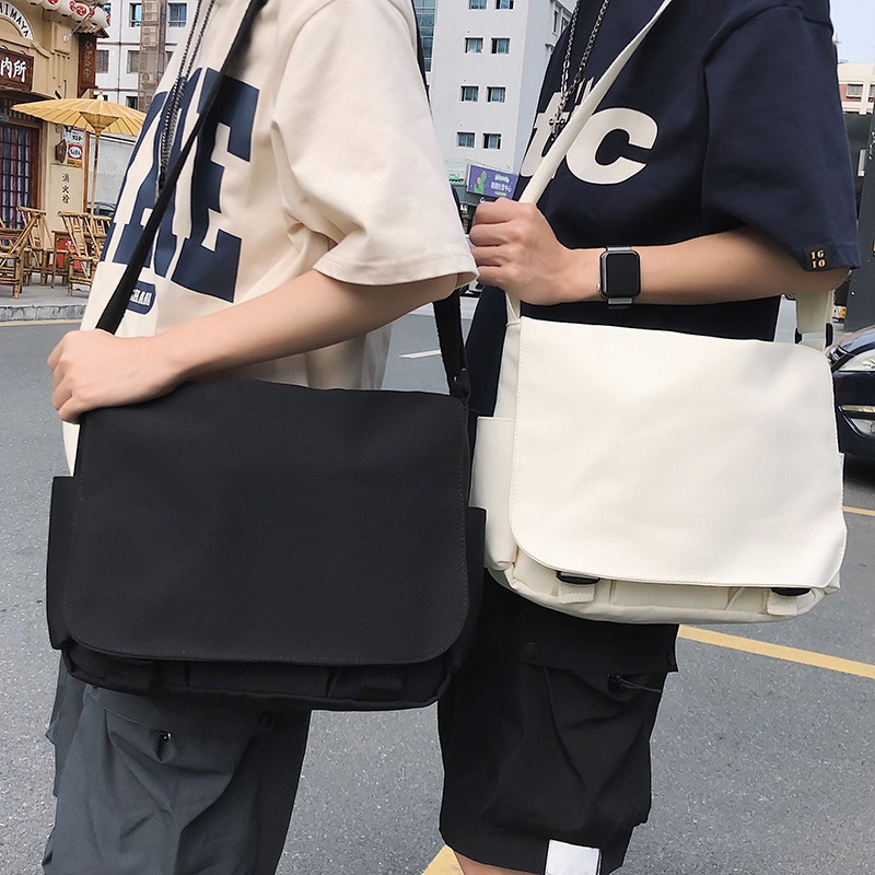 Túi đeo chéo vải canvas trơn nam nữ đi học thời trang cá tính, cặp đeo chéo túi xách đeo vai Unisex đi làm đi chơi