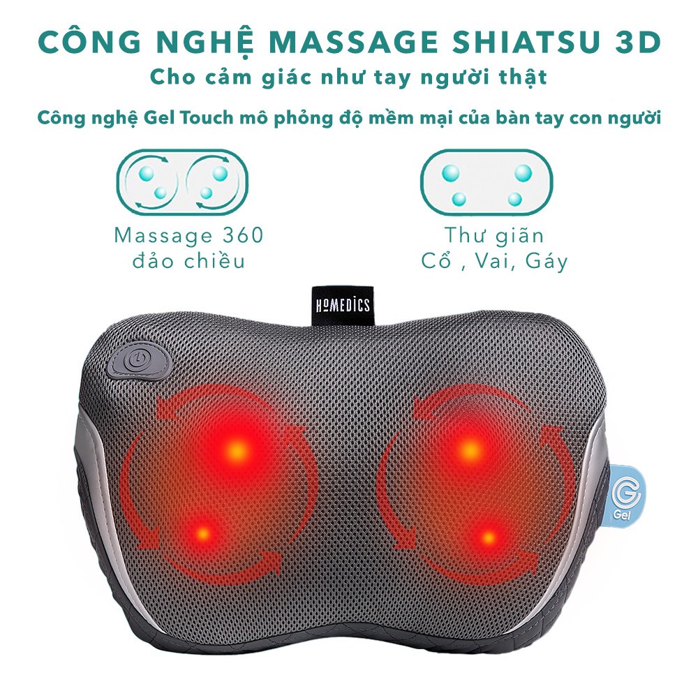 Gối Massage Cổ Vai Gáy Toàn Thân đa năng Công Nghệ Shiatsu Homedics SP135 HT Beauty Của Mỹ BH 2 Năm