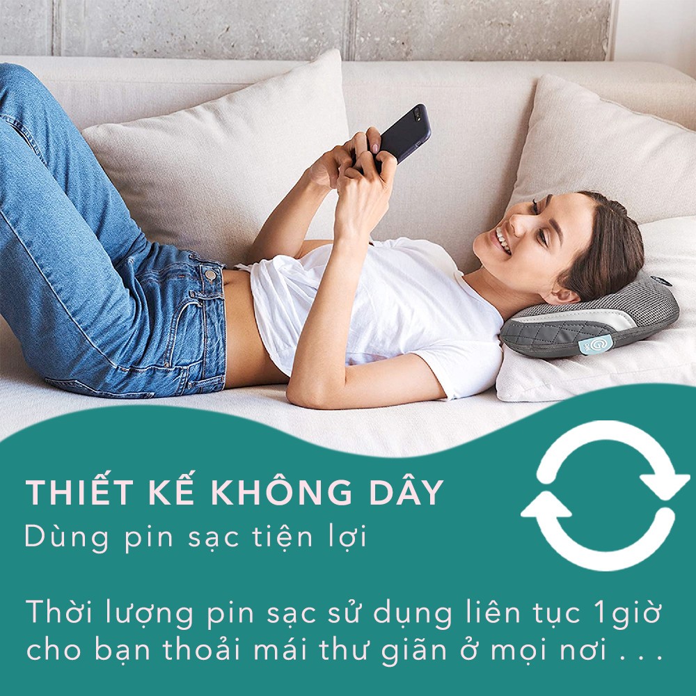 Gối Massage Cổ Vai Gáy Toàn Thân đa năng Công Nghệ Shiatsu Homedics SP135 HT Beauty Của Mỹ BH 2 Năm