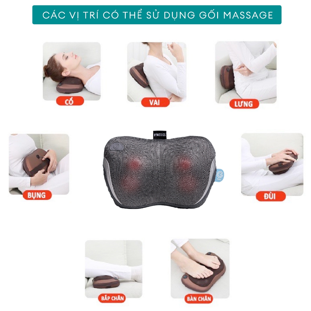 Gối Massage Cổ Vai Gáy Toàn Thân đa năng Công Nghệ Shiatsu Homedics SP135 HT Beauty Của Mỹ BH 2 Năm