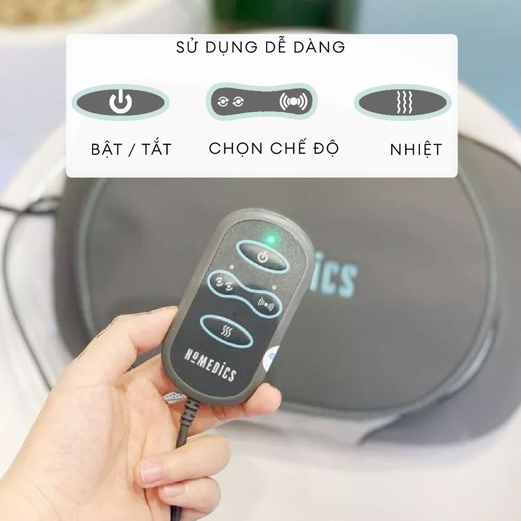 Gối Massage Cổ Vai Gáy kèm nhiệt công nghệ Shiatsu 3D HoMedics SP 100H GB HT Beauty kèm nhiệt rung xoa bóp cơ bắp